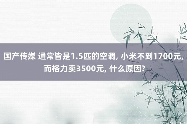 国产传媒 通常皆是1.5匹的空调， 小米不到1700元， 而格力卖3500元， 什么原因?