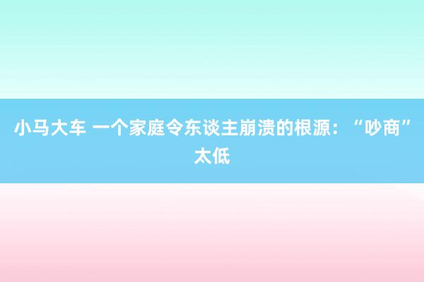 小马大车 一个家庭令东谈主崩溃的根源：“吵商”太低