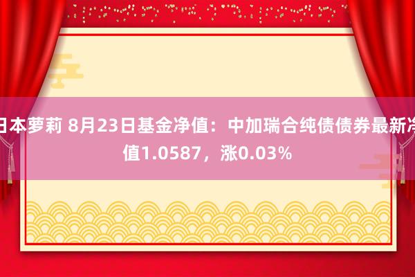 日本萝莉 8月23日基金净值：中加瑞合纯债债券最新净值1.0587，涨0.03%