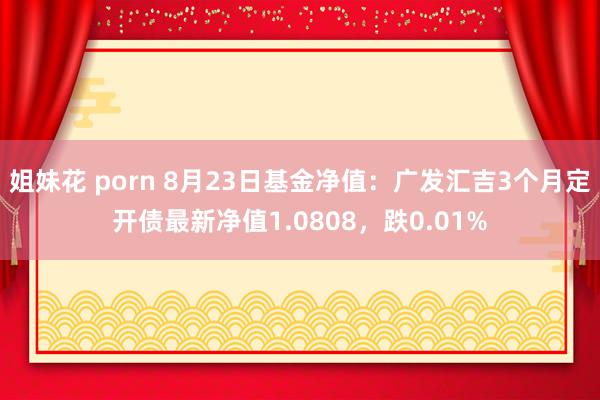 姐妹花 porn 8月23日基金净值：广发汇吉3个月定开债最新净值1.0808，跌0.01%